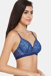 Zivame Beautiful Basics Padded Wired 3/4Th Coverage Lace Bra - Blue Depth — thumbnail 3